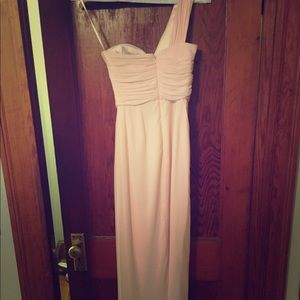 COPY - Dessy collection blush floor length gown